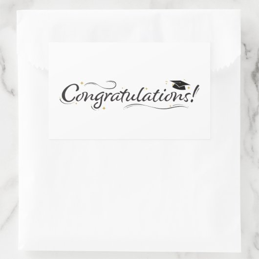 Gefeliciteerd Afstuderen Zwart & Goud Rechthoekige Sticker (Tas)