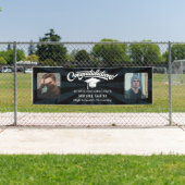 Gefeliciteerd  Afstuderen zwart op twee foto Spandoek (Insitu)