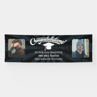 Gefeliciteerd  Afstuderen zwart op twee foto Spandoek