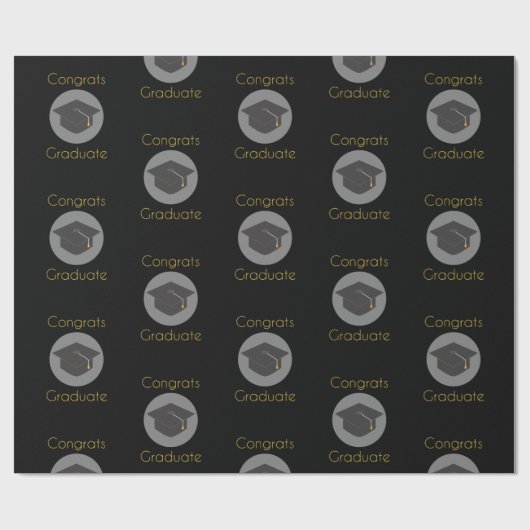 Gefeliciteerd Afstuderen zwart Pet Cadeaupapier (Vlak)