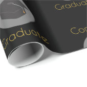 Gefeliciteerd Afstuderen zwart Pet Cadeaupapier (Rol Hoek)