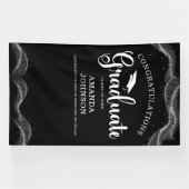 Gefeliciteerd Afstuderen zwart wit Afstuderen Spandoek (Horizontaal)