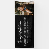 Gefeliciteerd afstuderen zwart wit afstuderen spandoek (Verticaal)