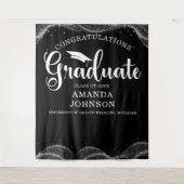Gefeliciteerd Afstuderen zwart wit Afstuderen Wandkleed (Voorkant)