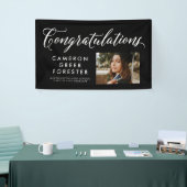 Gefeliciteerd afstuderen zwarte foto spandoek (Beurs)