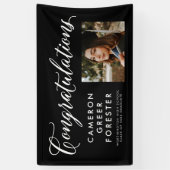 Gefeliciteerd afstuderen zwarte foto spandoek (Verticaal)