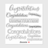 Gefeliciteerd alleen woorden | #2 Alleen zwart Sticker (Vel)