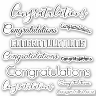 Gefeliciteerd alleen woorden   #2 Alleen zwart Sticker