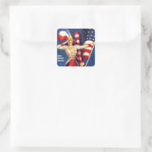 Gefeliciteerd, Amerika. 4 juli Retro Pin-up Vierkante Sticker (Tas)
