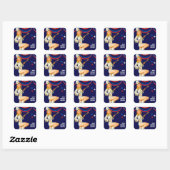 Gefeliciteerd, Amerika. Retro Pin-up Vierkante Sticker (Vel)