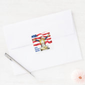 Gefeliciteerd, Amerika. Retro Pin-up Vierkante Sticker (Envelop)