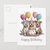 Gefeliciteerd Amerikaanse Pit Bull Terrier Honden Briefkaart (Voorkant / Achterkant)