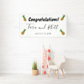 Gefeliciteerd Ananas Bruiloftsreceptie Banner (Insitu)