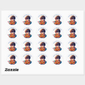 Gefeliciteerd | Anime Boy's Pizza Party Ronde Sticker (Vel)