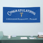Gefeliciteerd apotheker Caduceus Gold Afstudeerder Spandoek (Beurs)