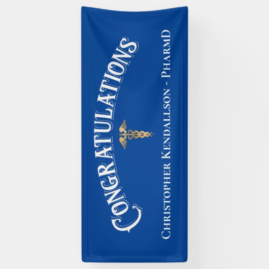 Gefeliciteerd apotheker Caduceus Gold Afstudeerder Spandoek (Verticaal)