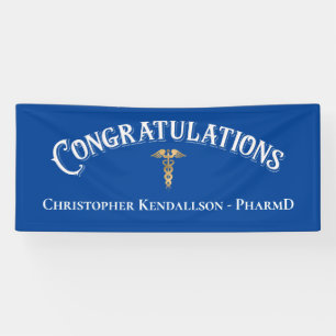 Gefeliciteerd apotheker Caduceus Gold Afstudeerder Spandoek