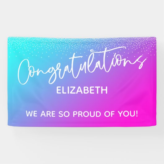 Gefeliciteerd Aqua Light Paars & Pink Ombre Spandoek (Horizontaal)