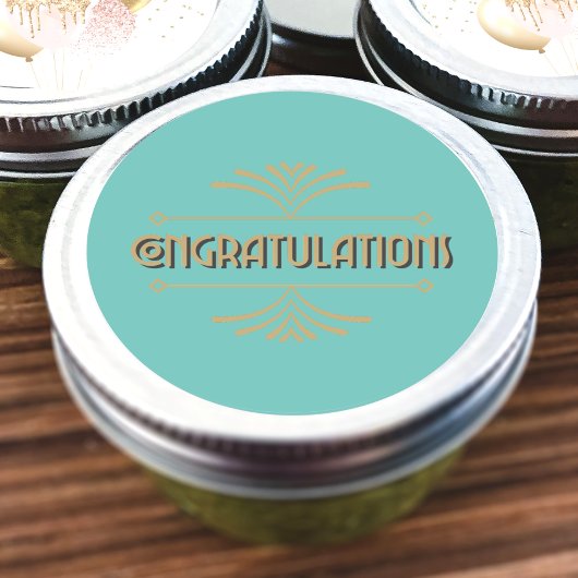 Gefeliciteerd Art Deco Ronde Sticker