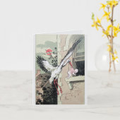 Gefeliciteerd Art Nouveau stork levert baby Kaart (Gele Bloem)