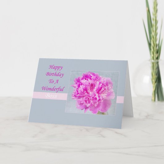 Gefeliciteerd baas Roze Pioen Kaart (Voorkant)