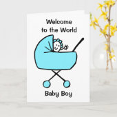 Gefeliciteerd, baby Blue Kaart (Gele Bloem)