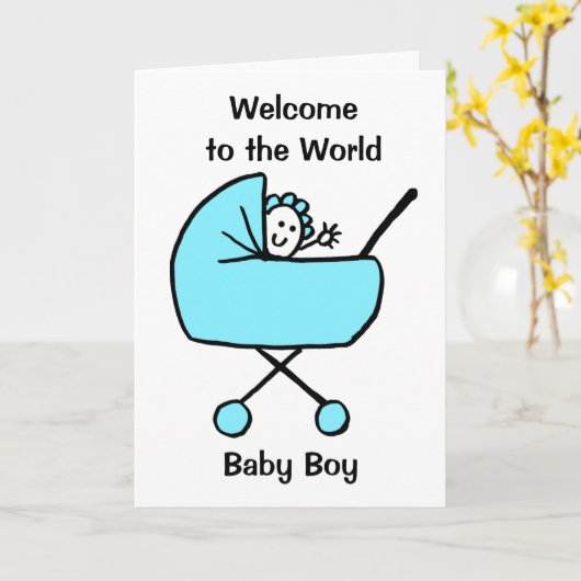 Gefeliciteerd, baby Blue Kaart (Gele Bloem)