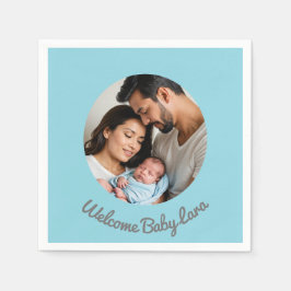 Gefeliciteerd baby boy blauw welkom baby servet