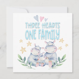 Gefeliciteerd, Baby Boy Cute Hippos Three Hearts