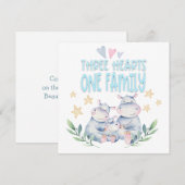Gefeliciteerd, Baby Boy Cute Hippos Three Hearts (Voorkant / Achterkant)