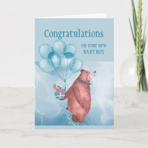Gefeliciteerd, Baby BOY FunTeddy Beer Balloons Kaart