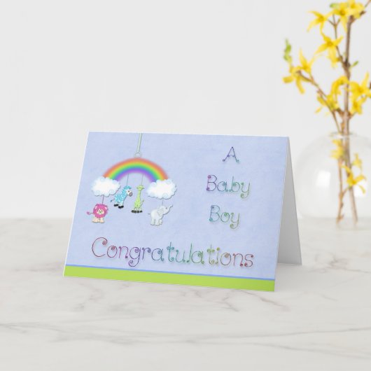 Gefeliciteerd, Baby Boy Kaart (Gele Bloem)