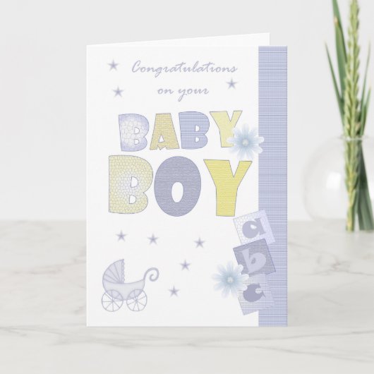 Gefeliciteerd Baby Boy Kaart, nieuwe baby Kaart (Voorkant)