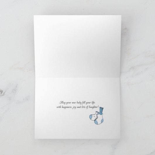 Gefeliciteerd Baby Boy met Teddy Bear Kaart (Binnen)