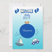 Gefeliciteerd Baby Boy Welkom Typografie Kaart (Voorkant)