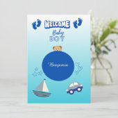 Gefeliciteerd Baby Boy Welkom Typografie Kaart (Staand voorkant)