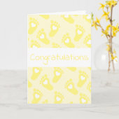 Gefeliciteerd Baby Feet Pattern Yellow Kaart (Gele Bloem)