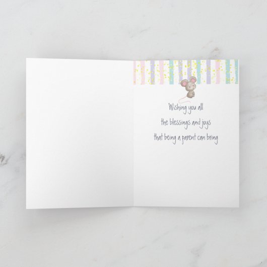 Gefeliciteerd Baby Fun Cute Mouse Animal Son Kaart (Binnen)