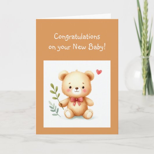 Gefeliciteerd Baby Fun Teddy Bear Kaart (Voorkant)