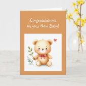 Gefeliciteerd Baby Fun Teddy Bear Kaart (Gele Bloem)