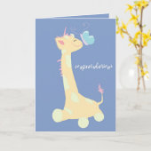 Gefeliciteerd (Baby Giraffe / Butterfly) Kaart (Gele Bloem)