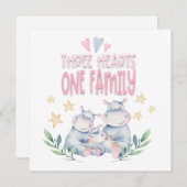 Gefeliciteerd, Baby Girl Cute Hippos Three Hearts (Voorkant / Achterkant)
