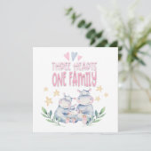 Gefeliciteerd, Baby Girl Cute Hippos Three Hearts (Staand voorkant)