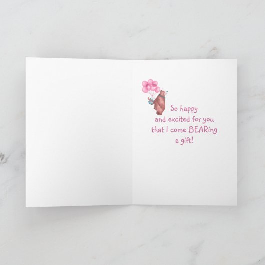 Gefeliciteerd, Baby Girl FunTeddy Beer Balloon Kaart (Binnen)