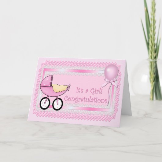 Gefeliciteerd Baby Girl Kaart (Voorkant)