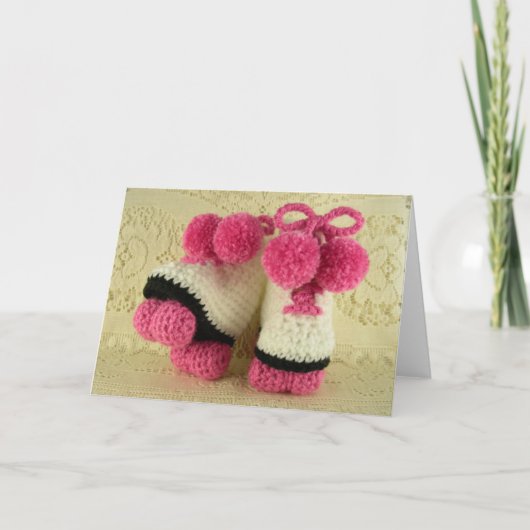 Gefeliciteerd, Baby Girl (Roller Schaatsen Booties Kaart (Voorkant)