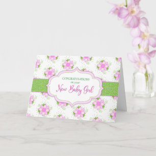 Gefeliciteerd, Baby Girl Soft Pink Daisy Flowers Kaart