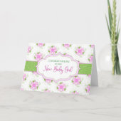 Gefeliciteerd, Baby Girl Soft Pink Daisy Flowers Kaart (Voorkant)