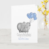 Gefeliciteerd baby jongen olifant kaart (Gele Bloem)