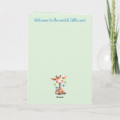 Gefeliciteerd baby jongen schattig giraffe blauw kaart (Achterkant)